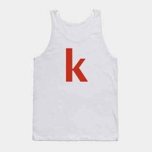 Letter k in Red Text Minimal Typography Tank Top